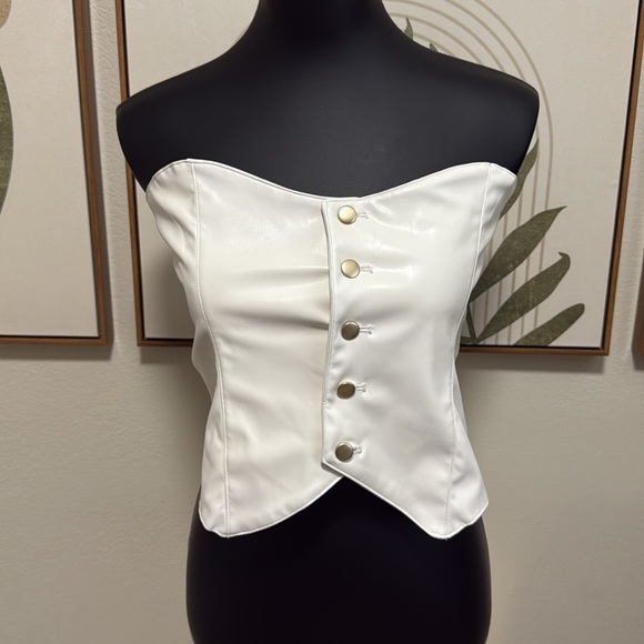 Tops - ✨White Bustier with Gold Accented Button Closure